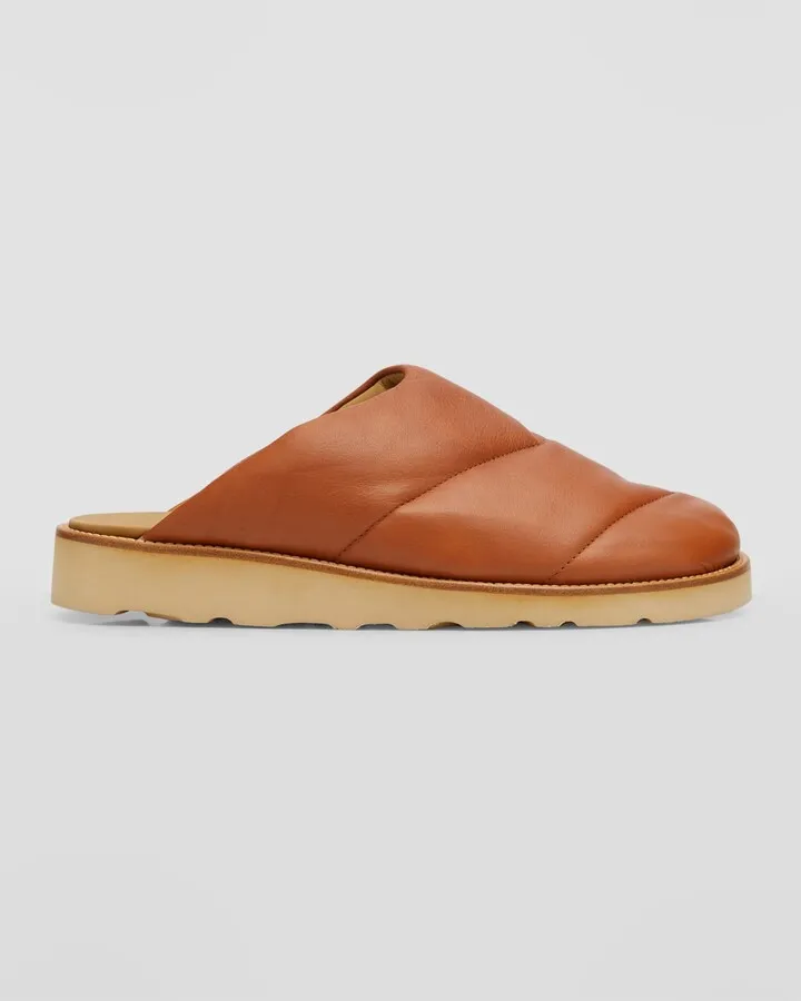 Men's Quilted Leather House Slippers