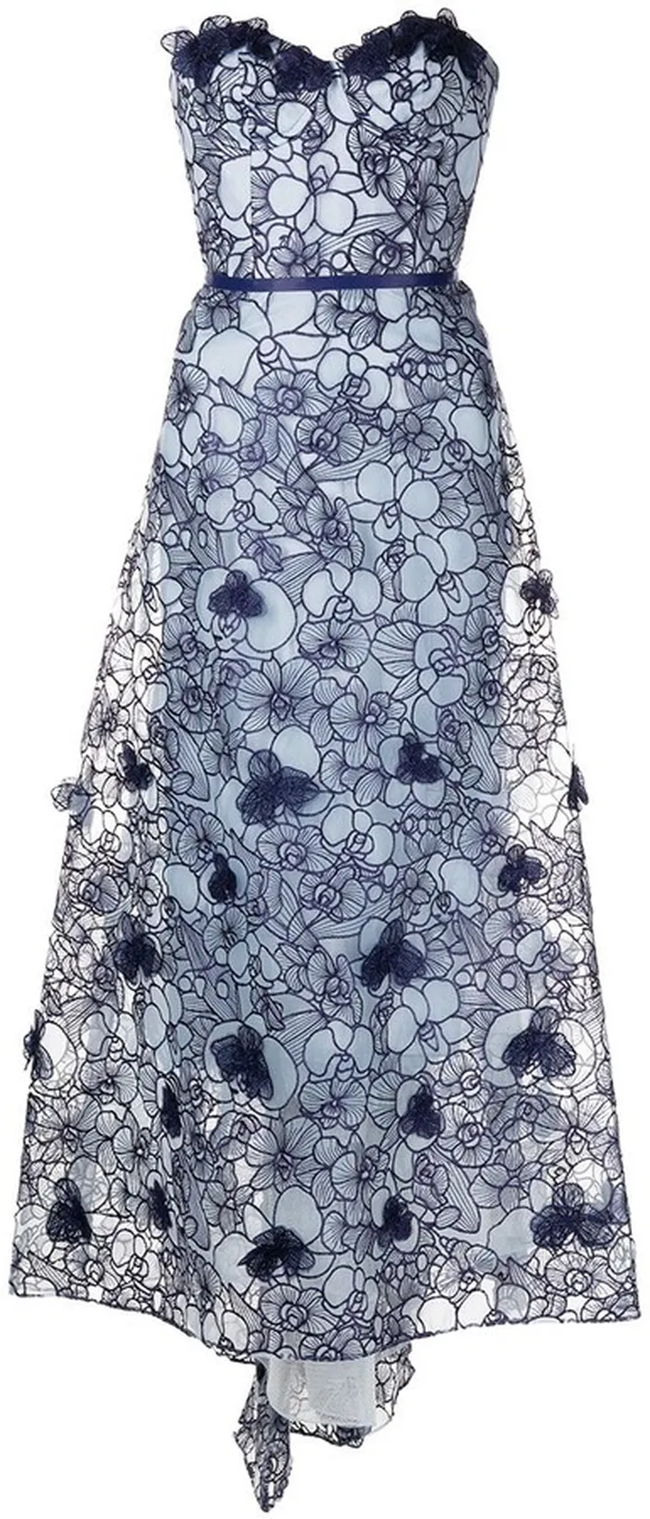strapless 3D appliqué detail gown