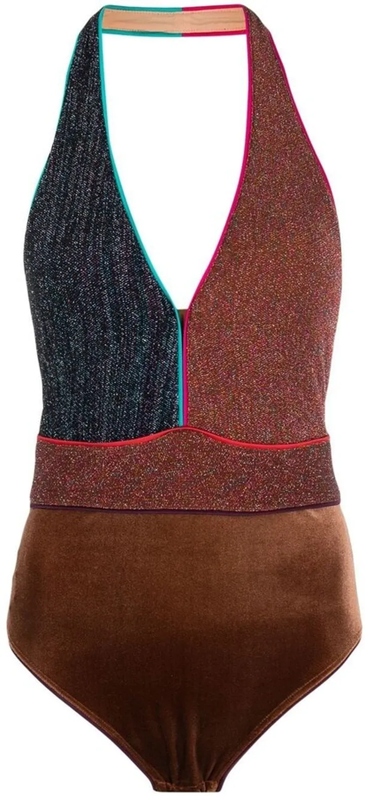 Metallic-Threaded Halterneck Bodysuit