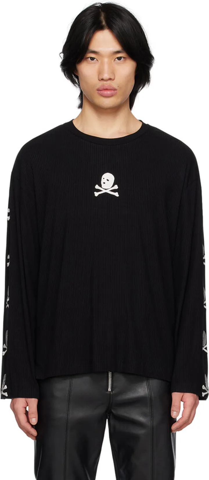 Youths in Balaclava Black Embroidered Long Sleeve T-Shirt