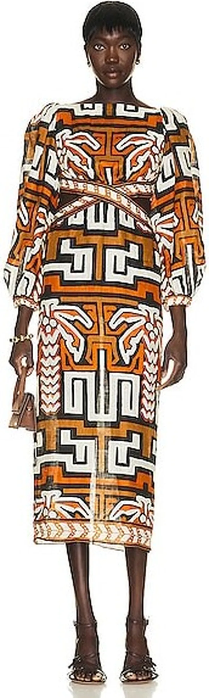 Johanna Ortiz Luz De Atardecer Ankle Dress in Burnt Orange