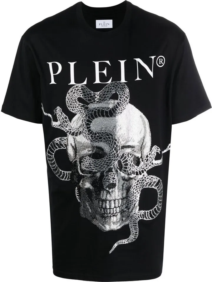 Snake-print round-neck T-shirt
