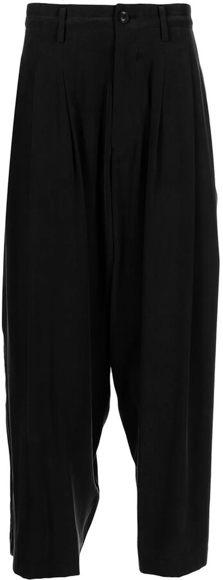 Drop-Crotch Tapered Silk Trousers
