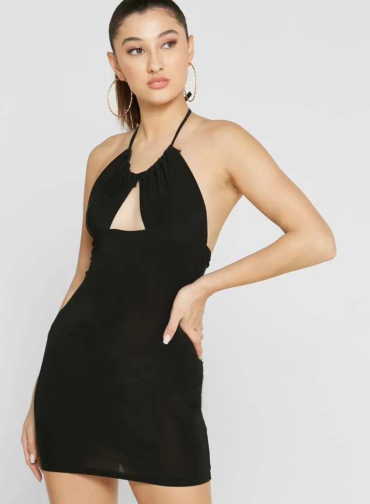 Black Petite Halterneck Dress