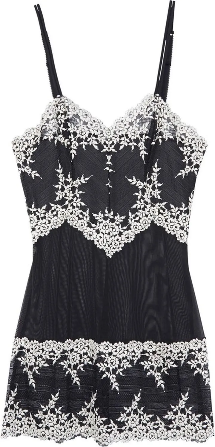 Wacoal Embrace Black Embroidered Tulle Chemise