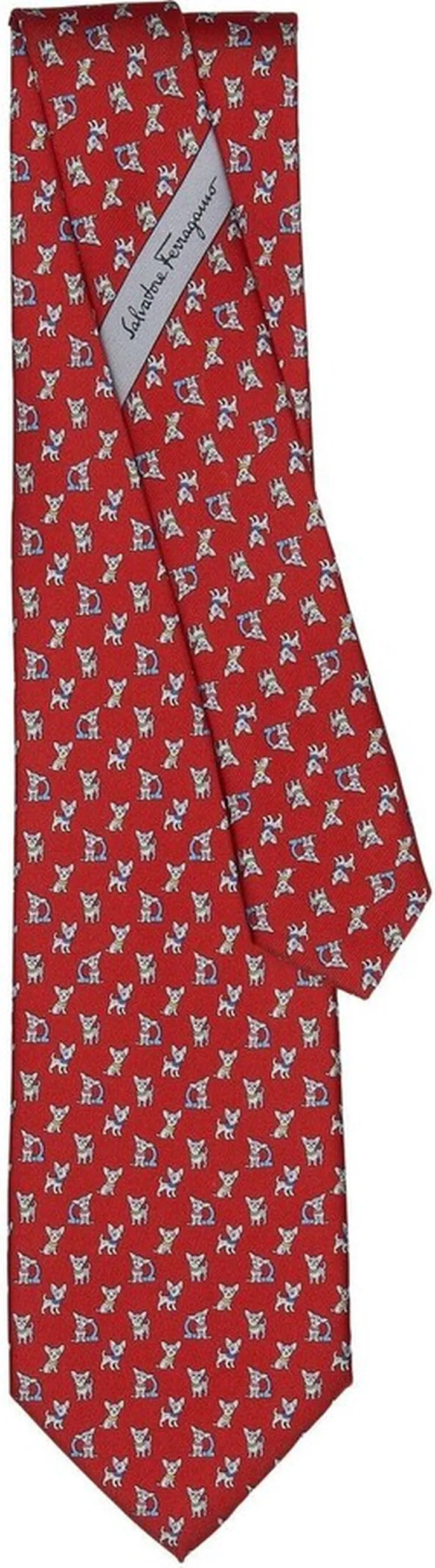 Puppy-Print Silk Tie