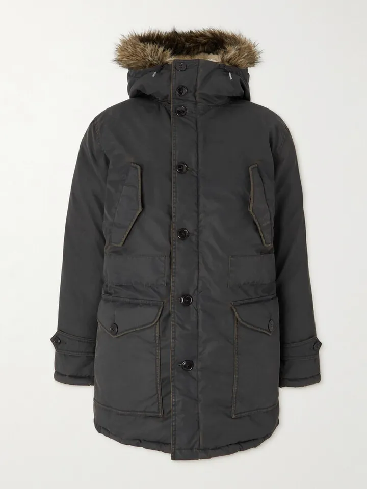 Faux Fur-Trimmed Shell Hooded Down Parka