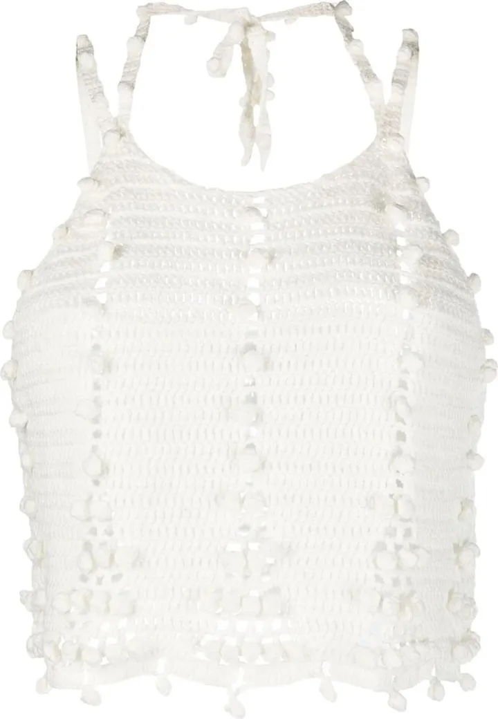 White Mirani Halterneck Crochet Top