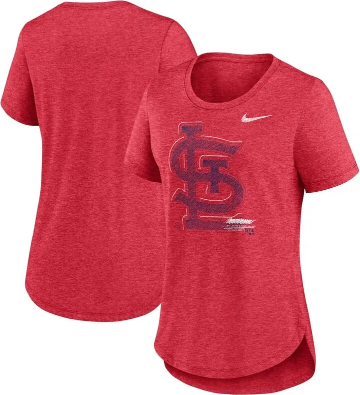 Women's Nike Heather Red St. Louis Cardinals Touch Tri-Blend T-shirt