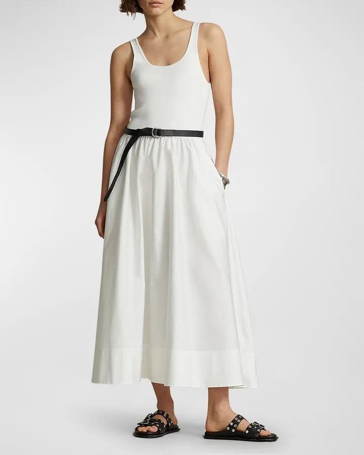 Shirred Fit-&-Flare Midi Dress