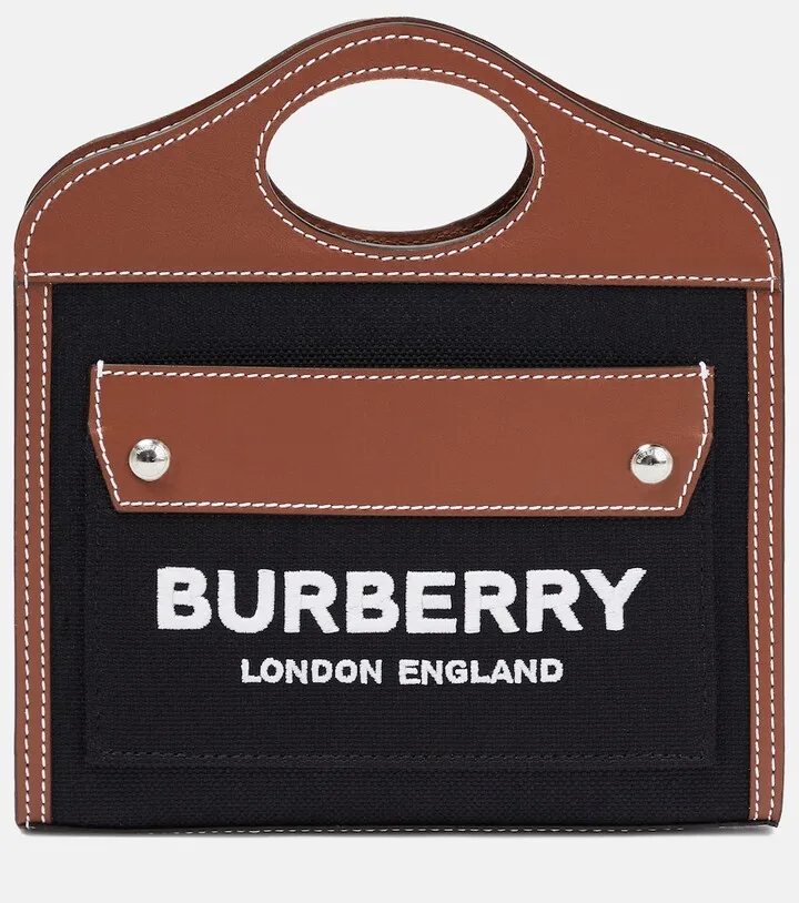 Pocket Mini canvas and leather tote bag