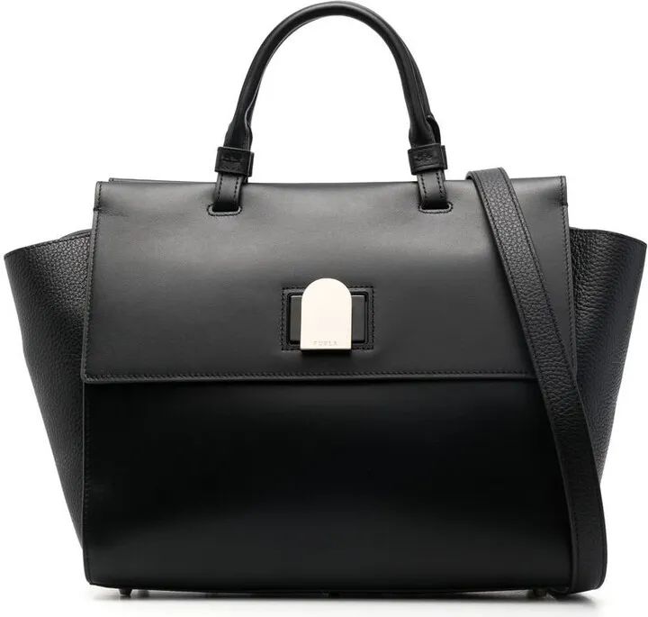 Logo-Plaque Leather Tote Bag