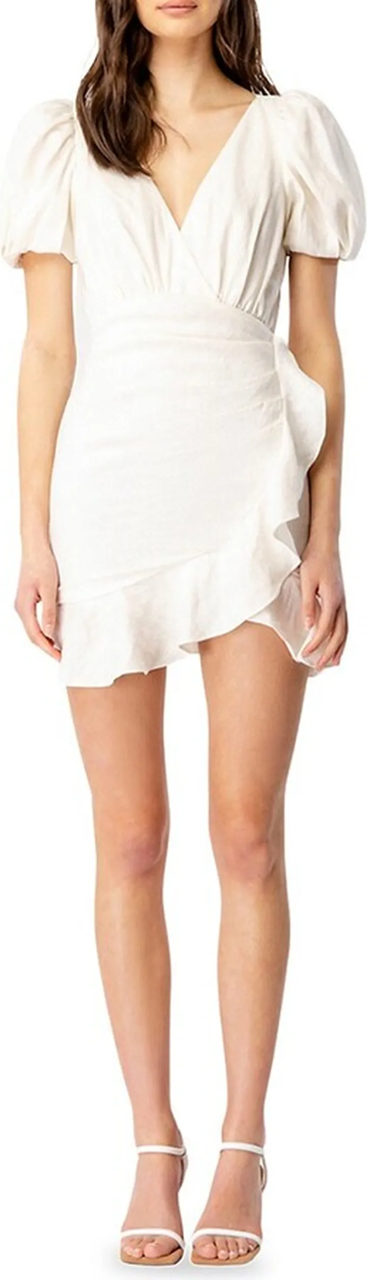 Irina Puff Sleeve Ruffle Wrap Mini Dress
