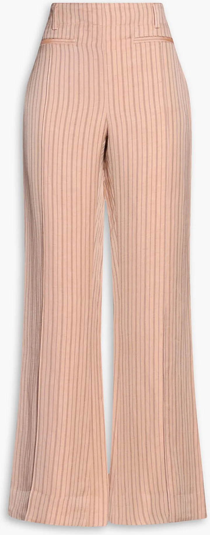 Striped linen-blend wide-leg pants