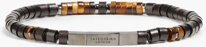 Rhodium-plated beaded stone bracelet