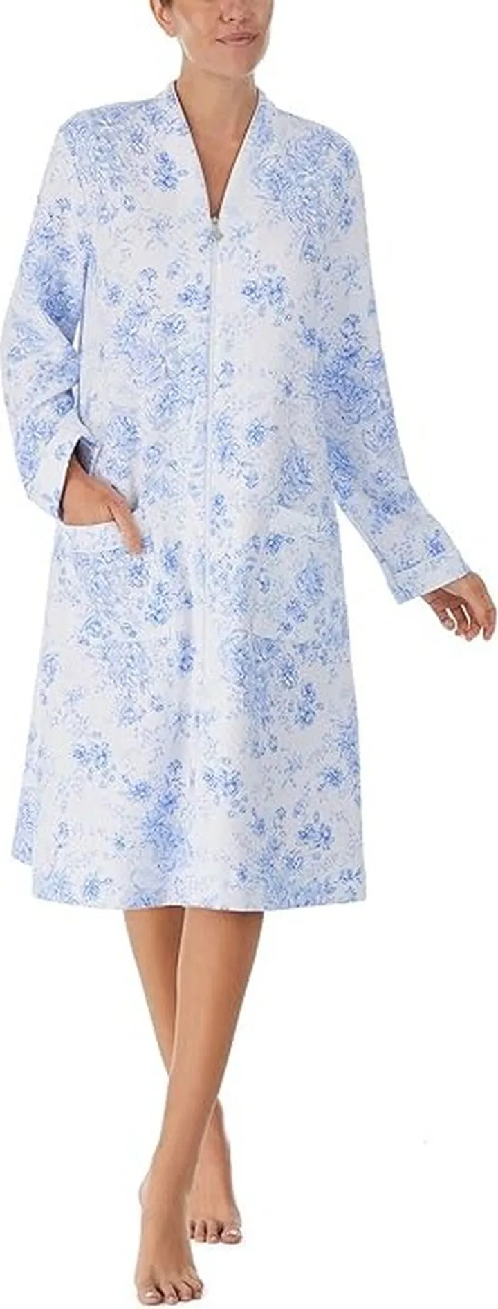 Eileen West 42 Notch Zip Robe (Blue Blooms) Women's Pajama
