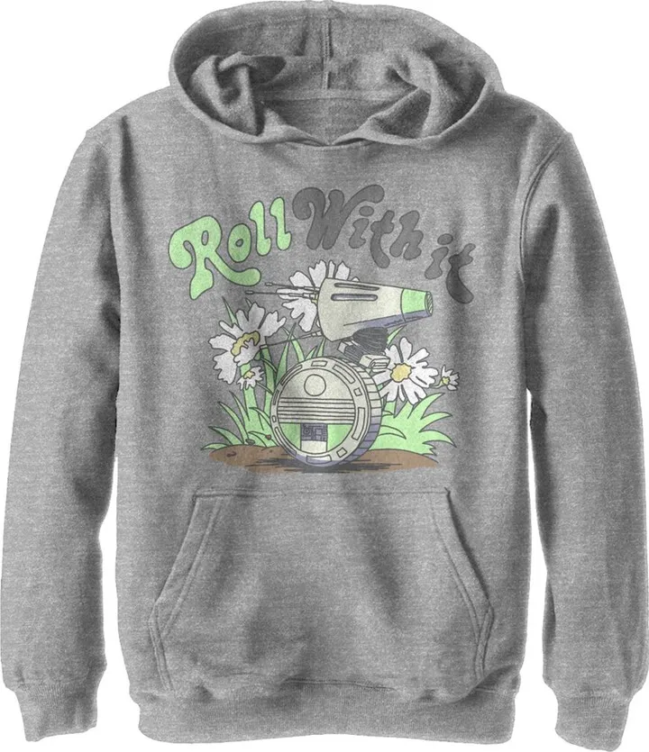 Boy's Star Wars: The Rise of Skywalker D-0 Roll With It Pull Over Hoodie - Athletic Heather - X Large