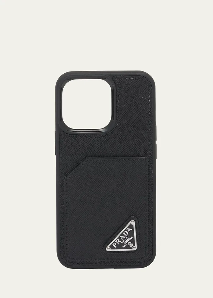 Men's Saffiano Leather iPhone 14 Phone Case