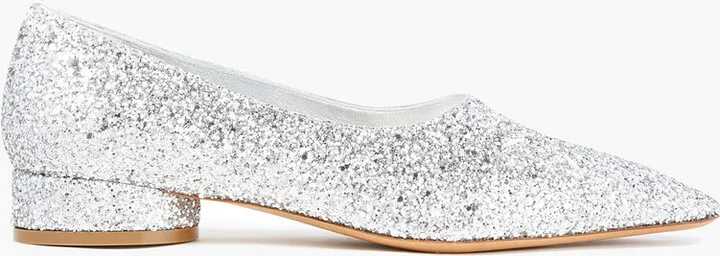 Glittered faux leather loafers