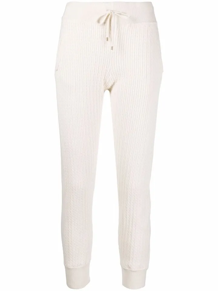 Lisha ribbed-knit cropped trousers