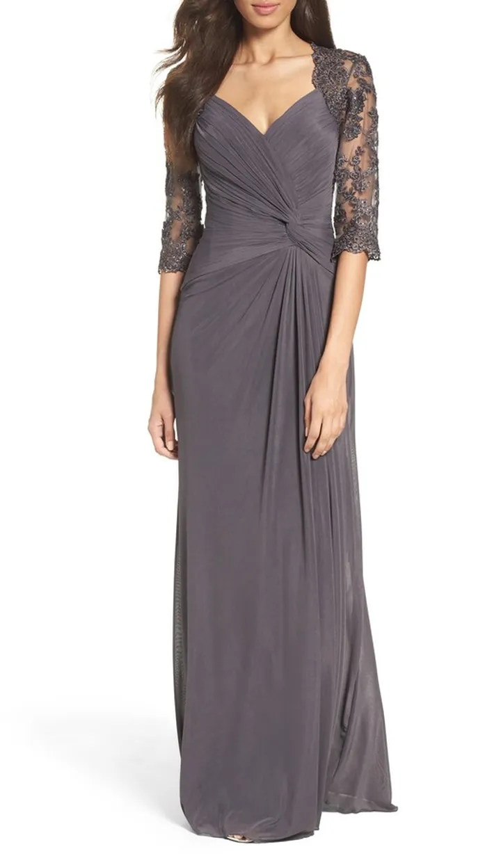 Ruched Twist Column Gown