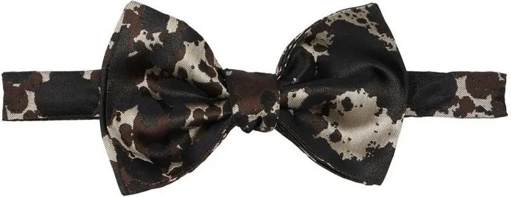 Dries Van Noten Black Jacquard Bow Tie