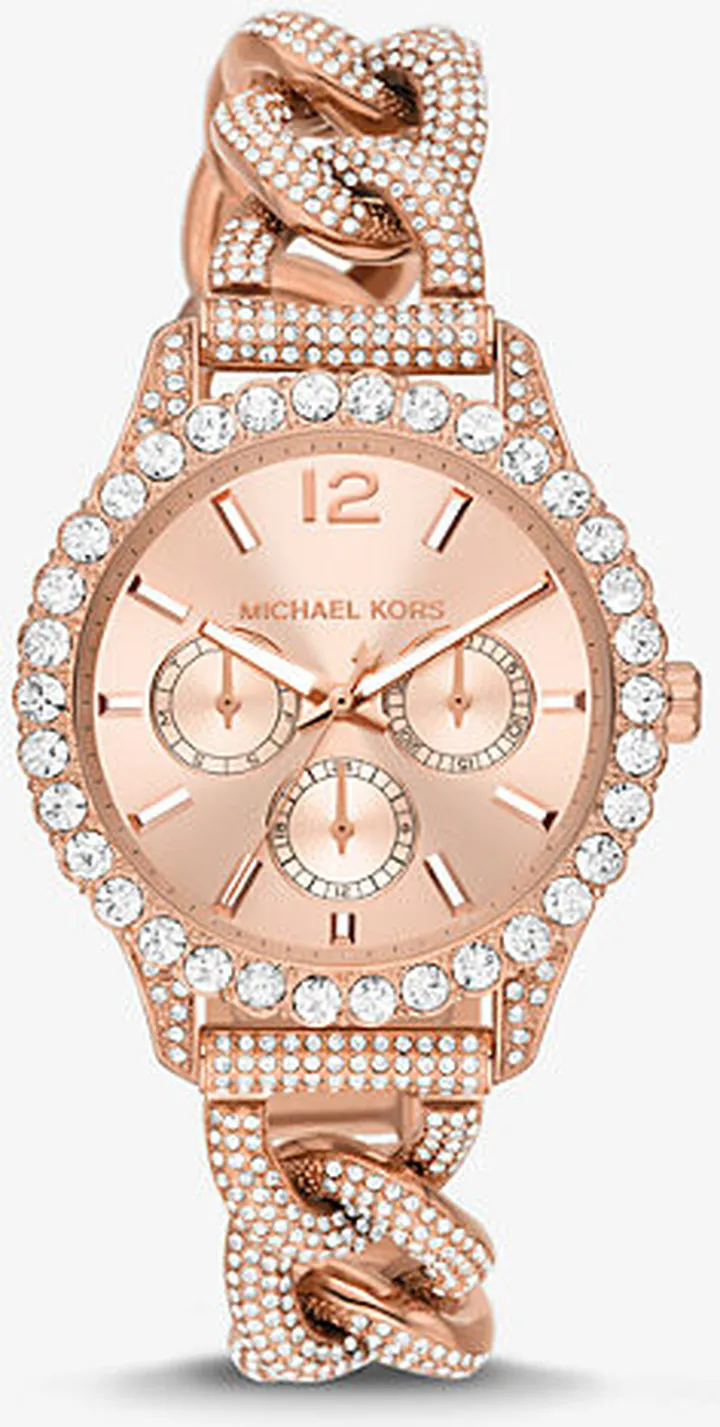 Layton Pavé Rose Gold-Tone Curb-Link Watch