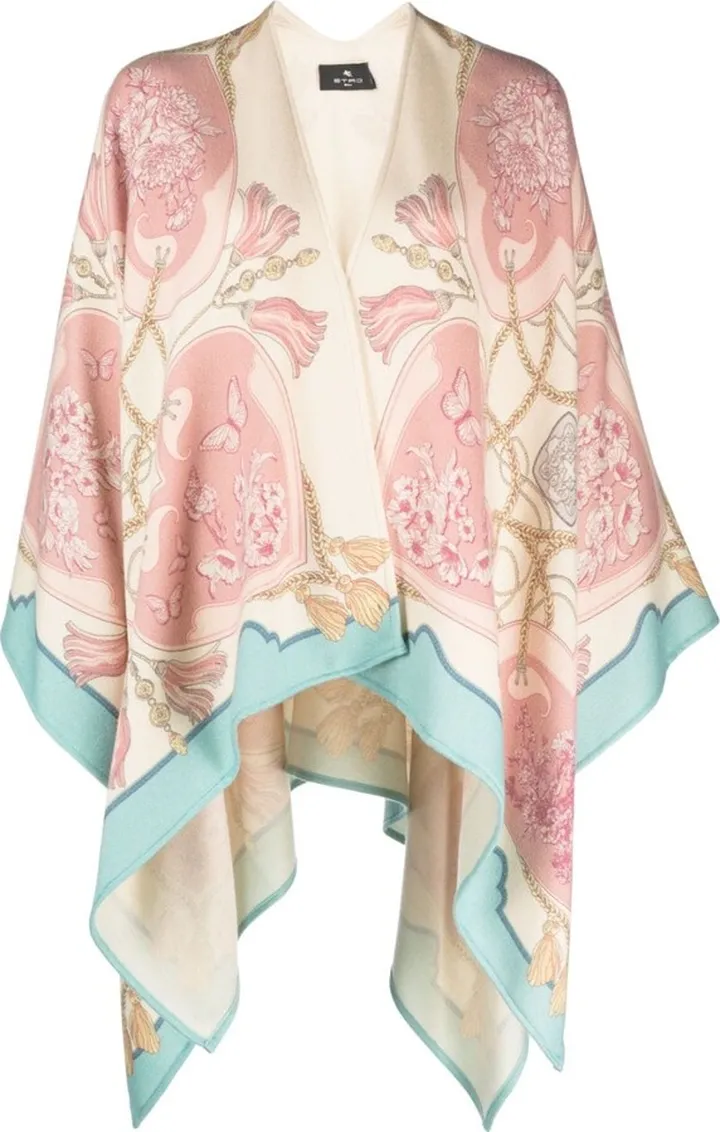 Paisley-Print Wool Cape