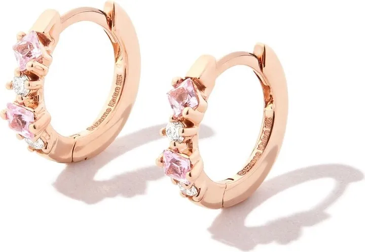 18kt Rose Gold Diamond And Sapphire Huggie Earrings