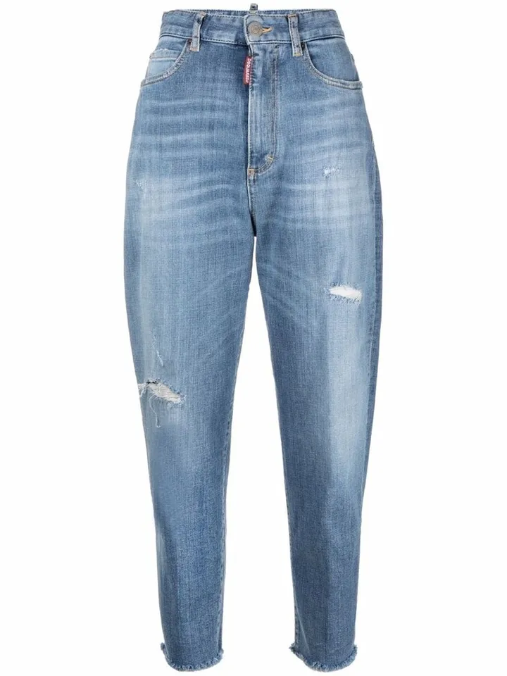 Ripped-Detail Denim Jeans