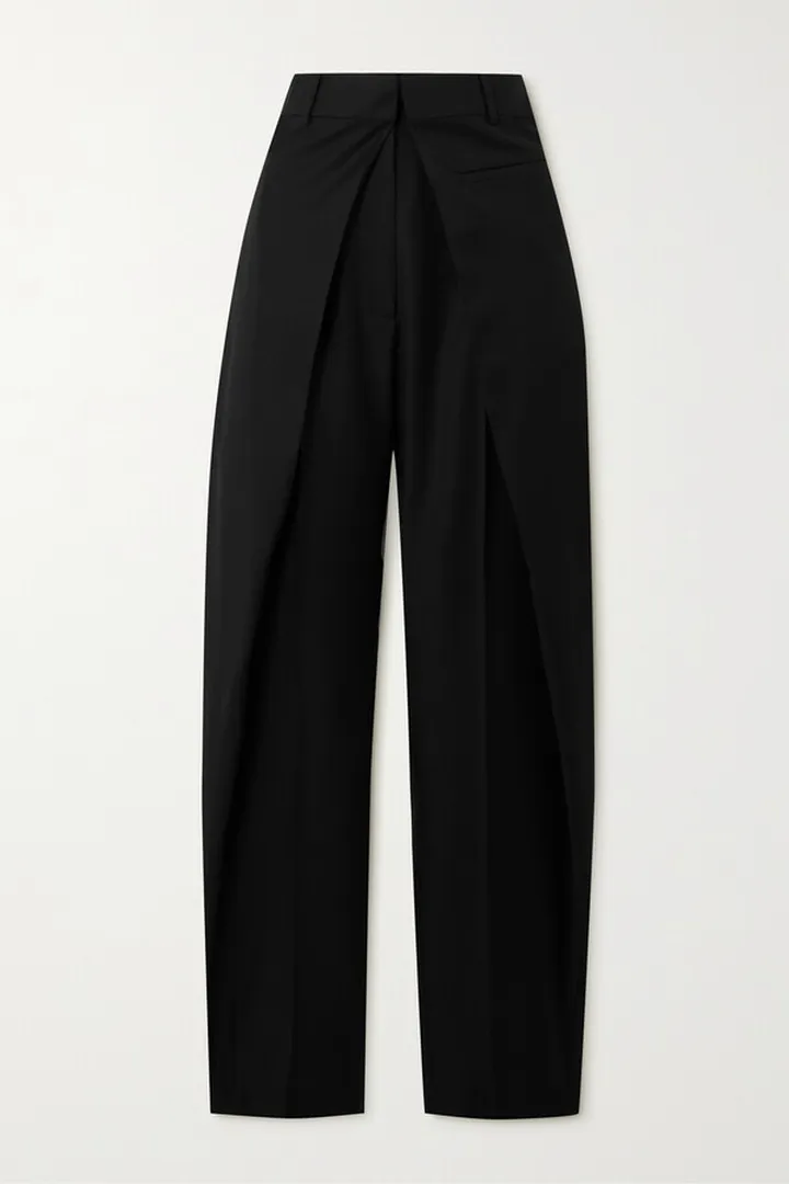 Loewe - Layered Pleated Wool-twill Straight-leg Pants - Black