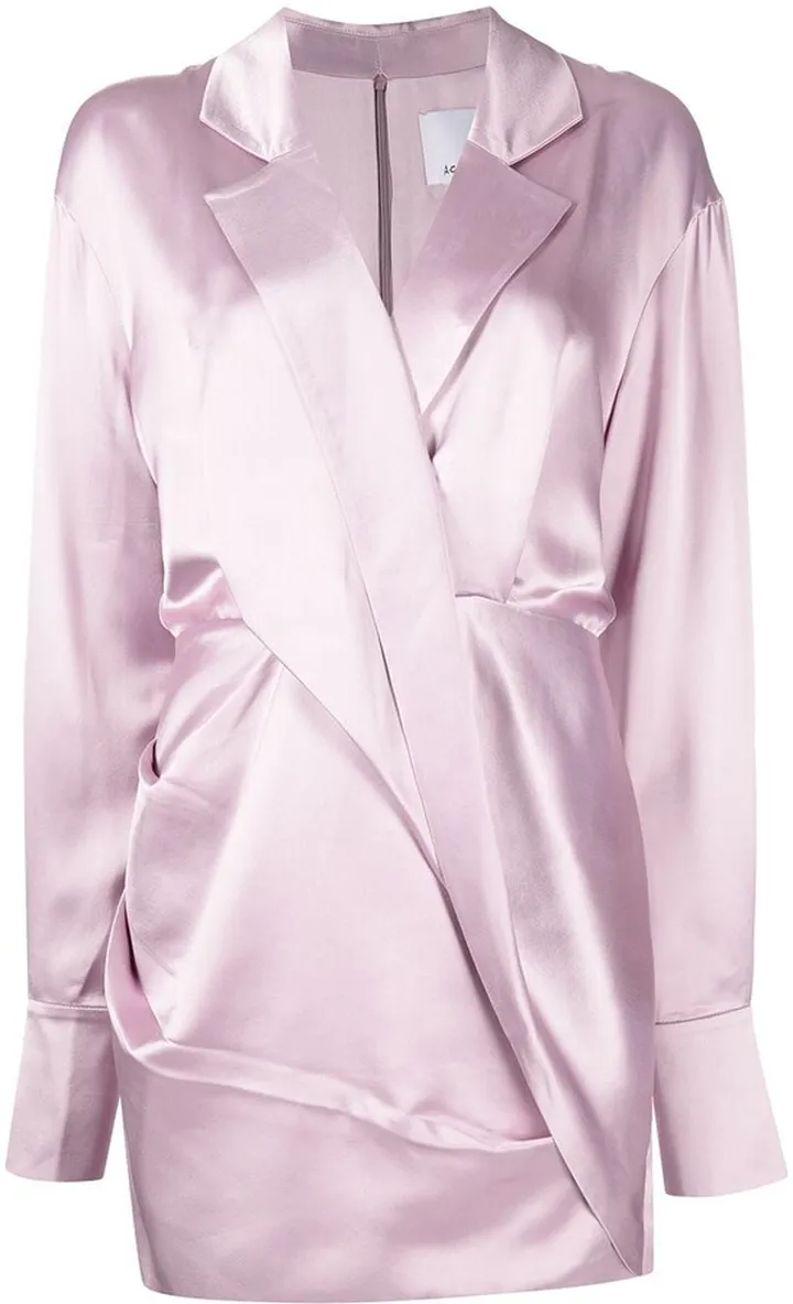 Satin-Finish Notched-Lapels Dress