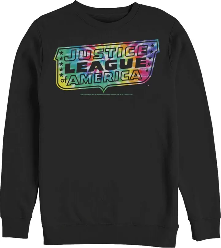 Men's Justice League Tie Dye Emblem Sweatshirt - Black - Small
