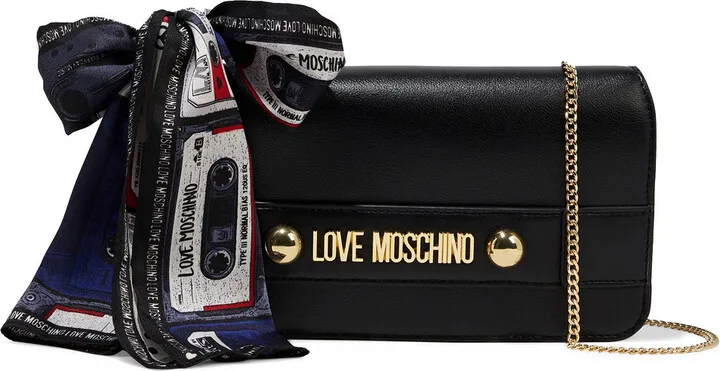 Bow-embellished faux leather shoulder bag