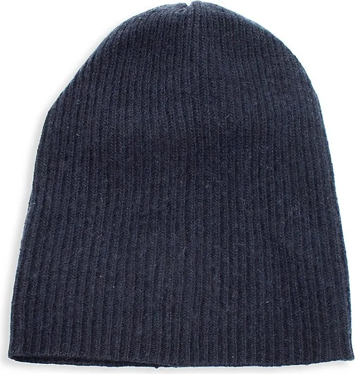 Ribbed Knit Slouchy Cashmere Beanie