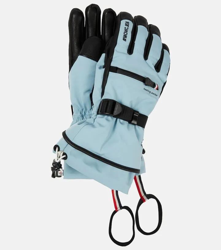 Leather-trimmed ski gloves