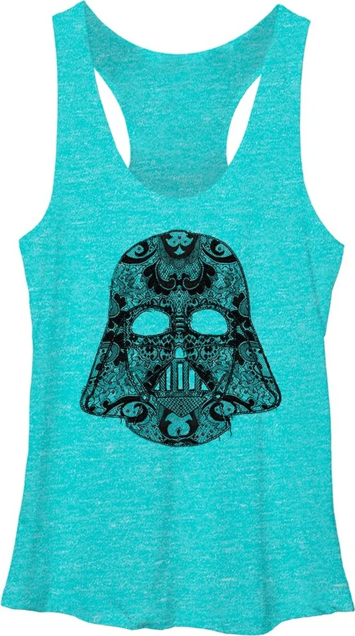 Women's Star Wars Darth Vader Lace Racerback Tank Top - Tahiti Blue - Large