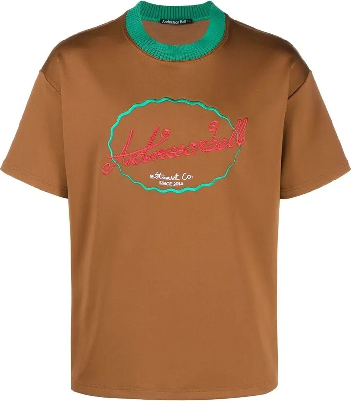 logo-embroidered crew neck T-shirt