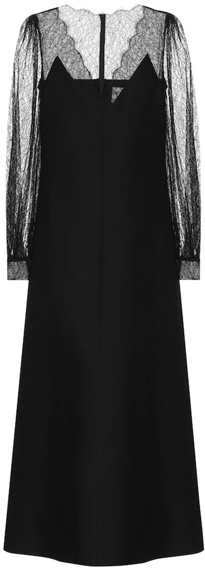 Valentino lace-trimmed wool and silk midi dress