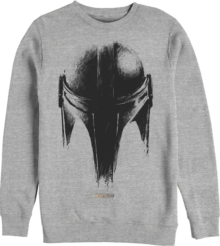 Men's Star Wars The Mandalorian Metallic Helmet Sweatshirt - Athletic Heather - 2X Large