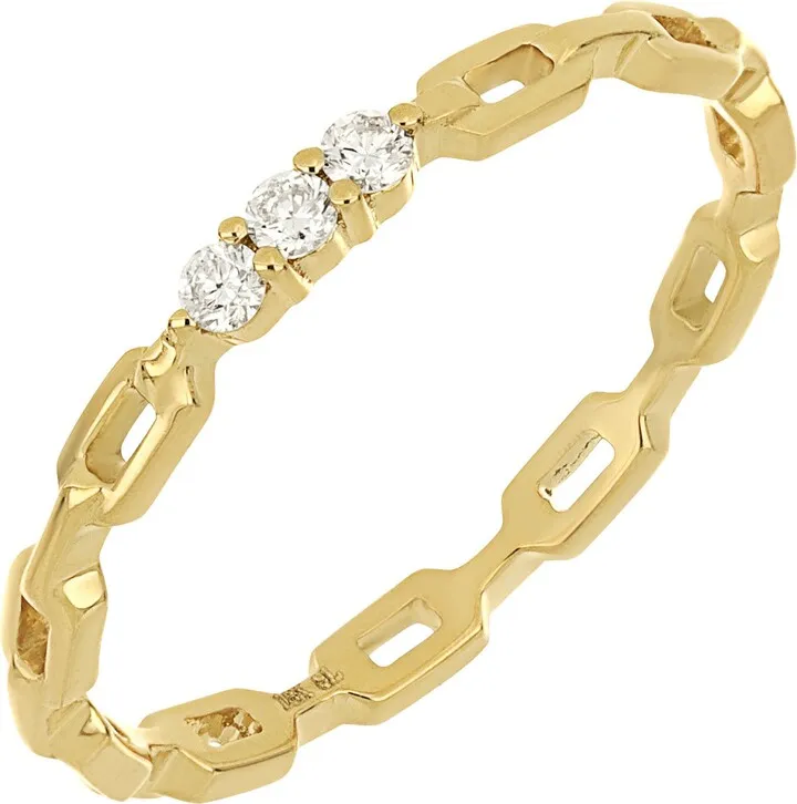 14K Yellow Gold Diamond Link Ring - 0.08ctw.