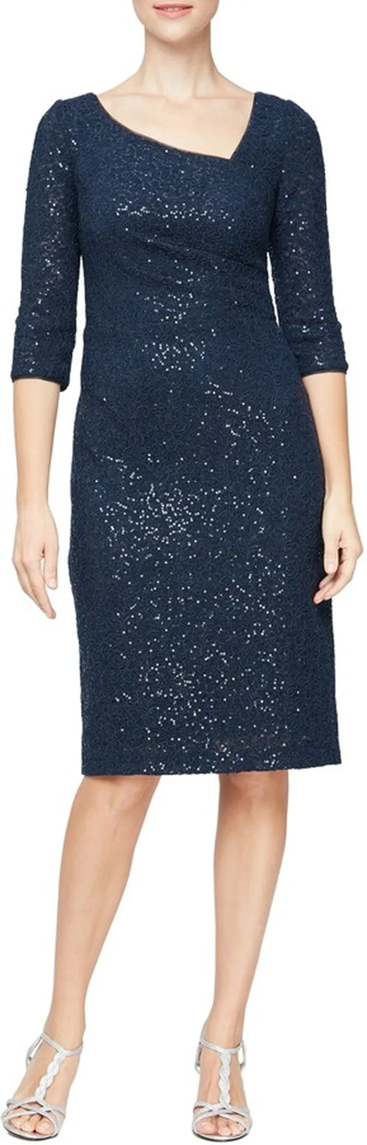 Embroidered Sequin Sheath Dress
