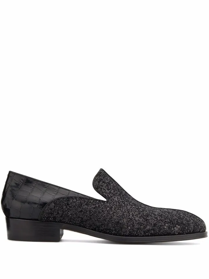 Benson glitter-detail leather loafers