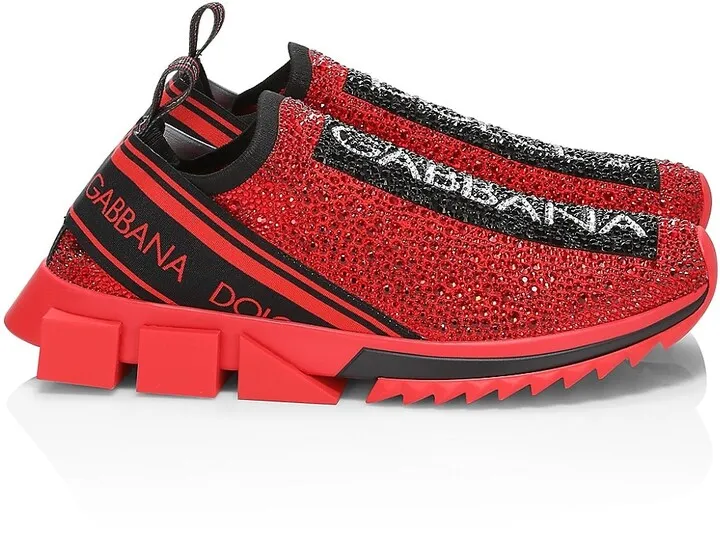 Sorrento Embellished Logo Slip-On Knit Sneakers