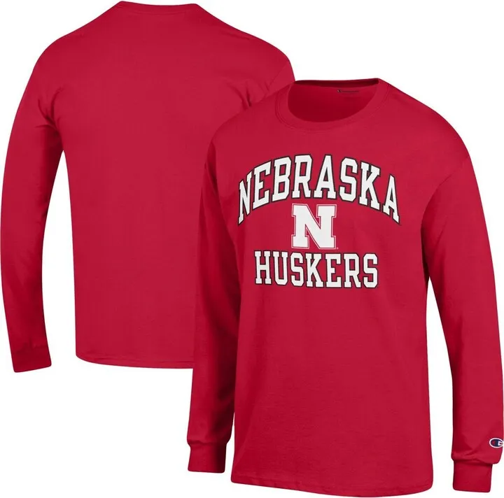 Men's Champion Scarlet Nebraska Huskers High Motor Long Sleeve T-shirt