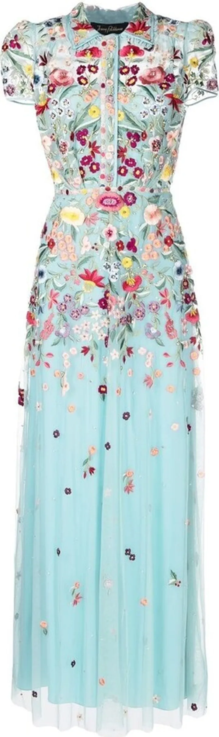 Floral-Embroidered Tulle Dress
