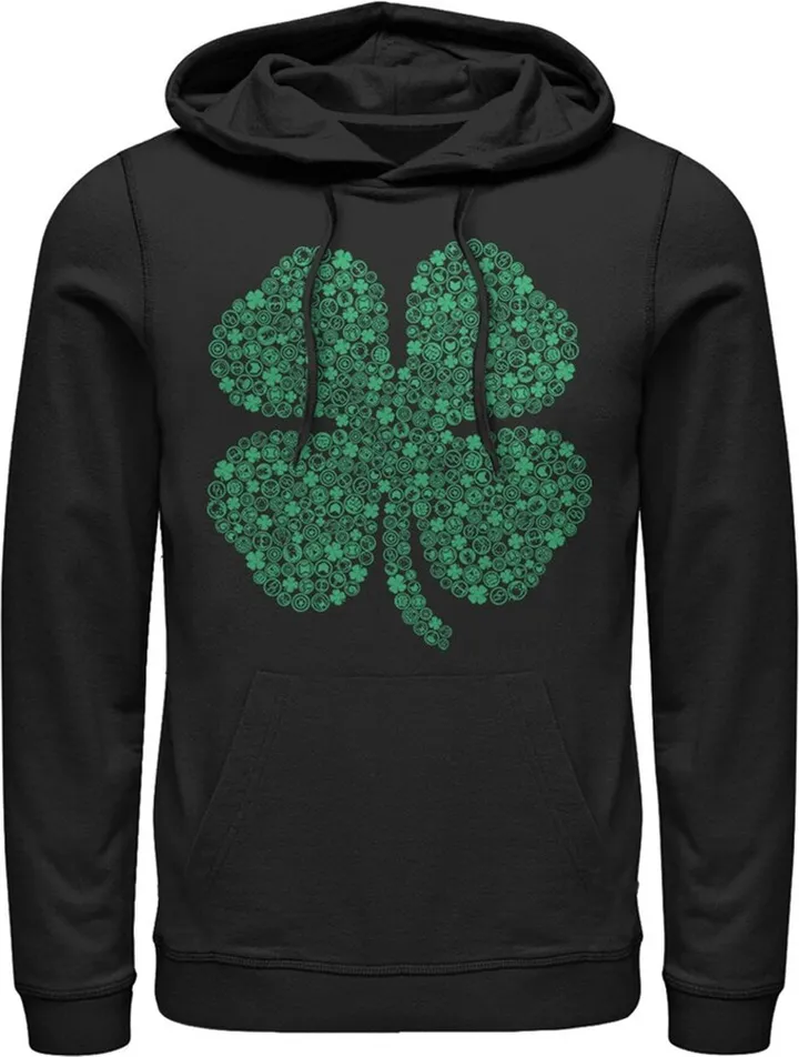 Men's Marvel St. Patrick's Day Hero Icon Clover Pull Over Hoodie - Black - 3X Large