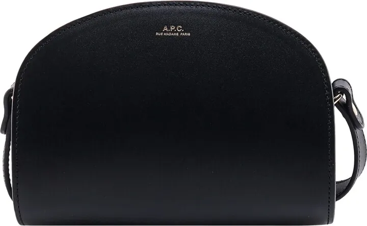 Leather shoulder bag with logo print