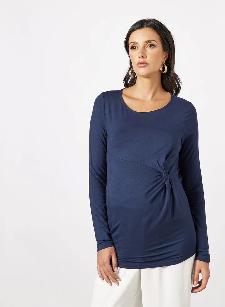 Karely Long Sleeved Maternity Top Navy