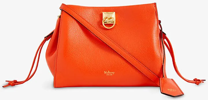 Womens Coral Orange Iris Leather Shoulder bag